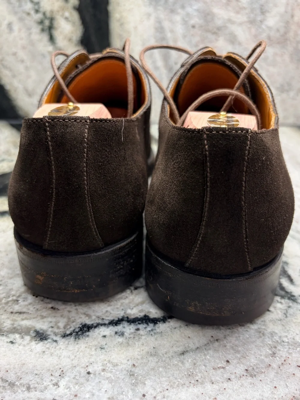 Barrett Dark Brown Suede Apron-Toe Derby Shoes – Made in Italy – Men’s US 10.5
